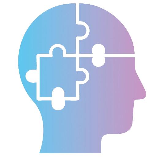 Icono de cabeza con piezas de rompecabezas simbolizando la psicología y la salud mental en Psiconstelar.